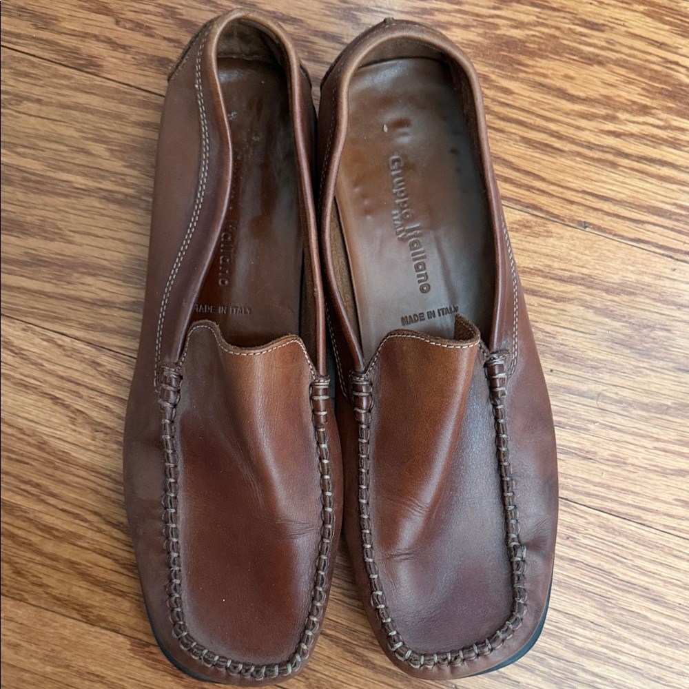 Men's Tan Leather Slip-On Loafers